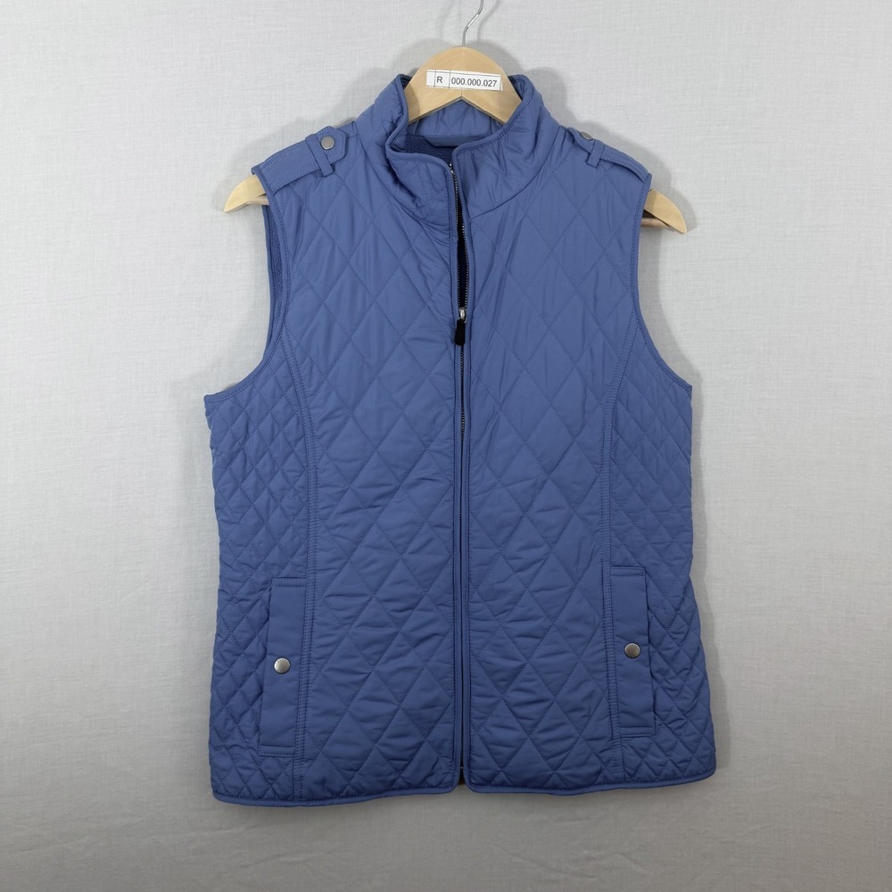 Puffer Vest Talbots Blue Lightweight Quilted Womens Medium